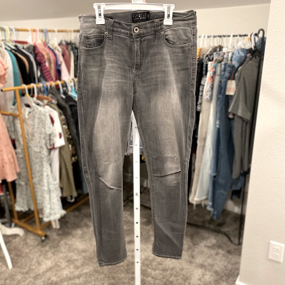 Lucky Brand Brooke Legging Jean Distressed Faded Gray Skinny Jegging Jeans